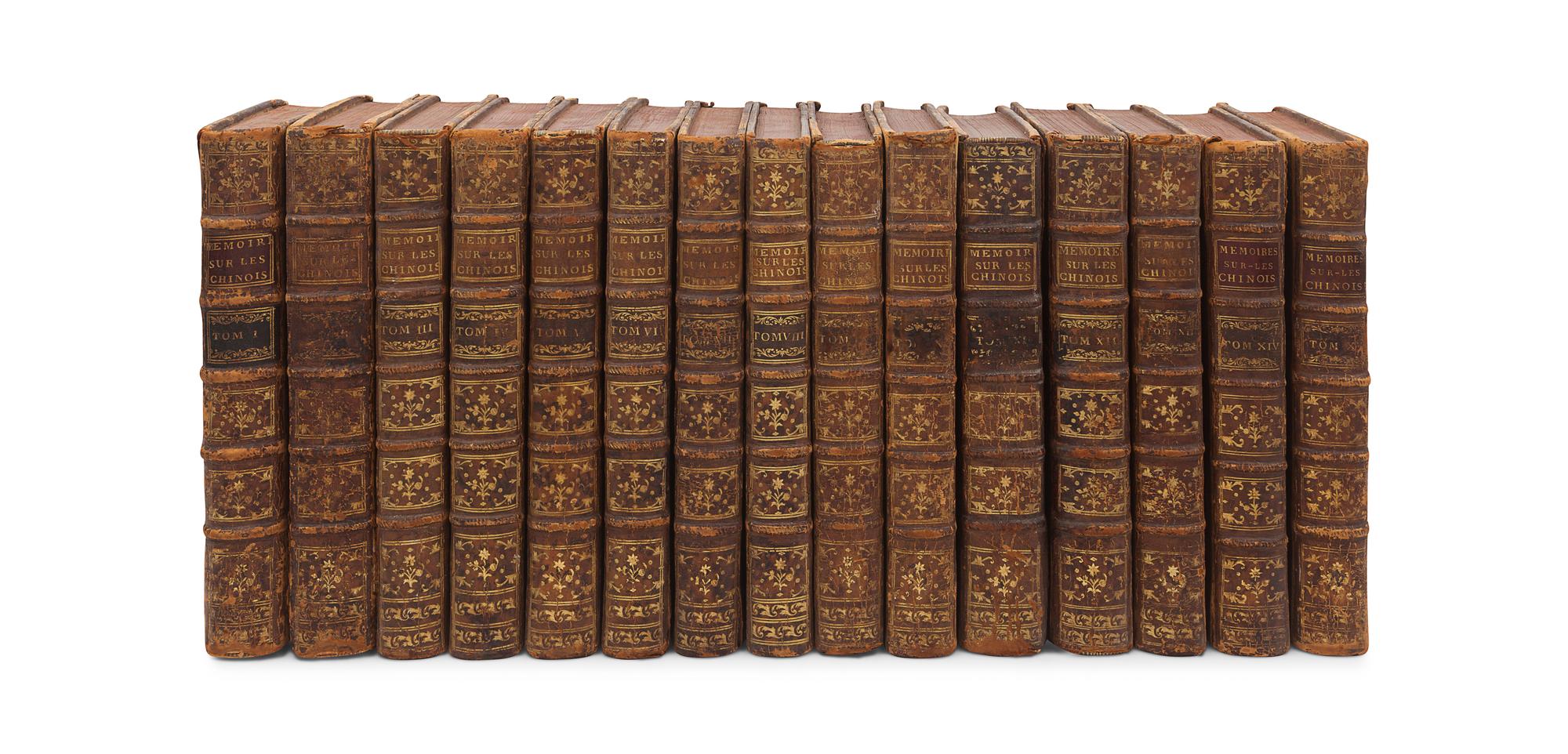 AMIOT, Joseph Marie (1718-1793), and others. Memoires concernant l’histoire, les sciences, les arts, les mœurs, les usages, &c. des chinois : par les missionaires de Pekin . Paris: Nyon, 1776-1791.