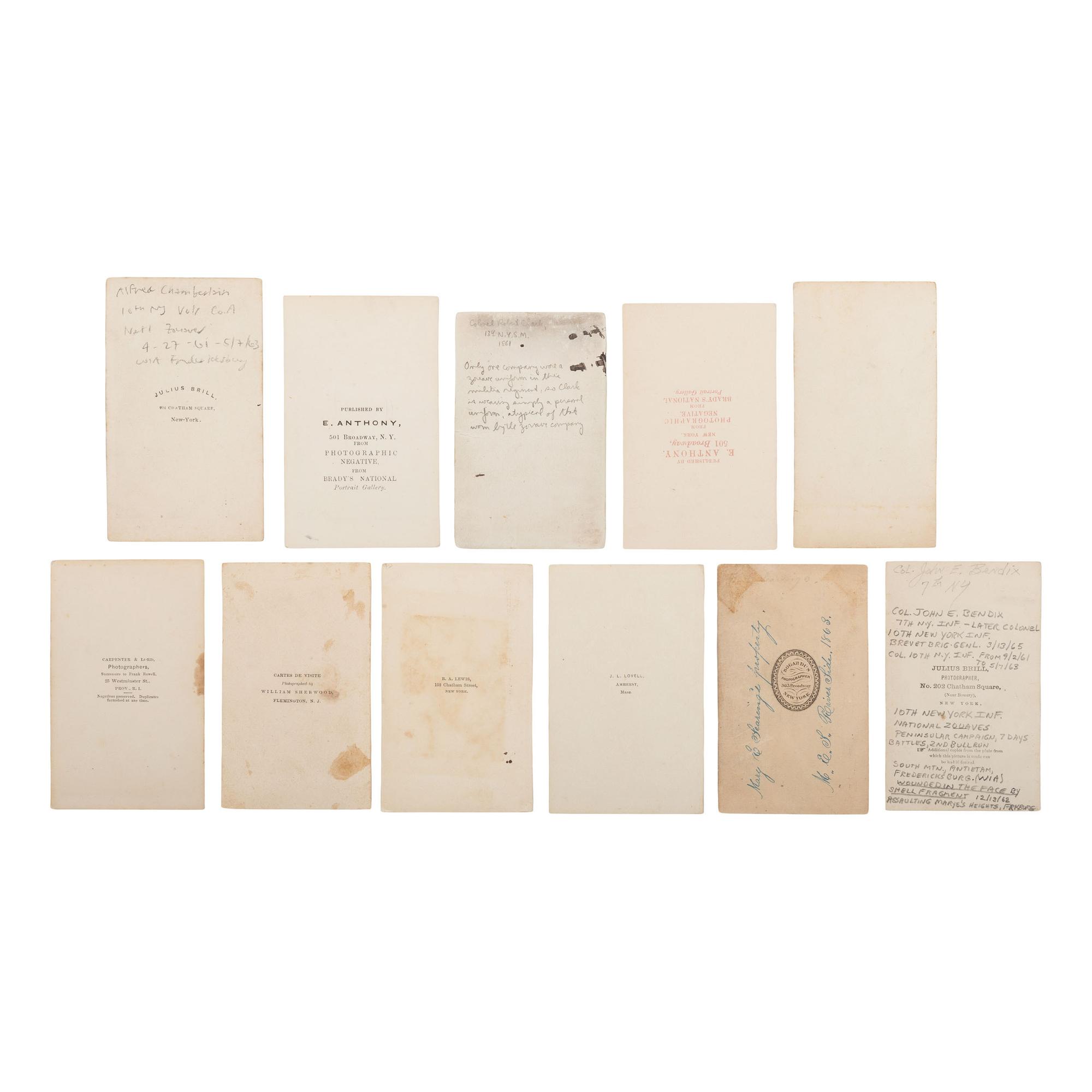 [Civil War] Group of 11 Carte de Visites New York Zouaves, incl. Rush Hawkins and Elmer Ellsworth