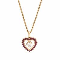 Diamond and Ruby Heart Pendant Necklace
