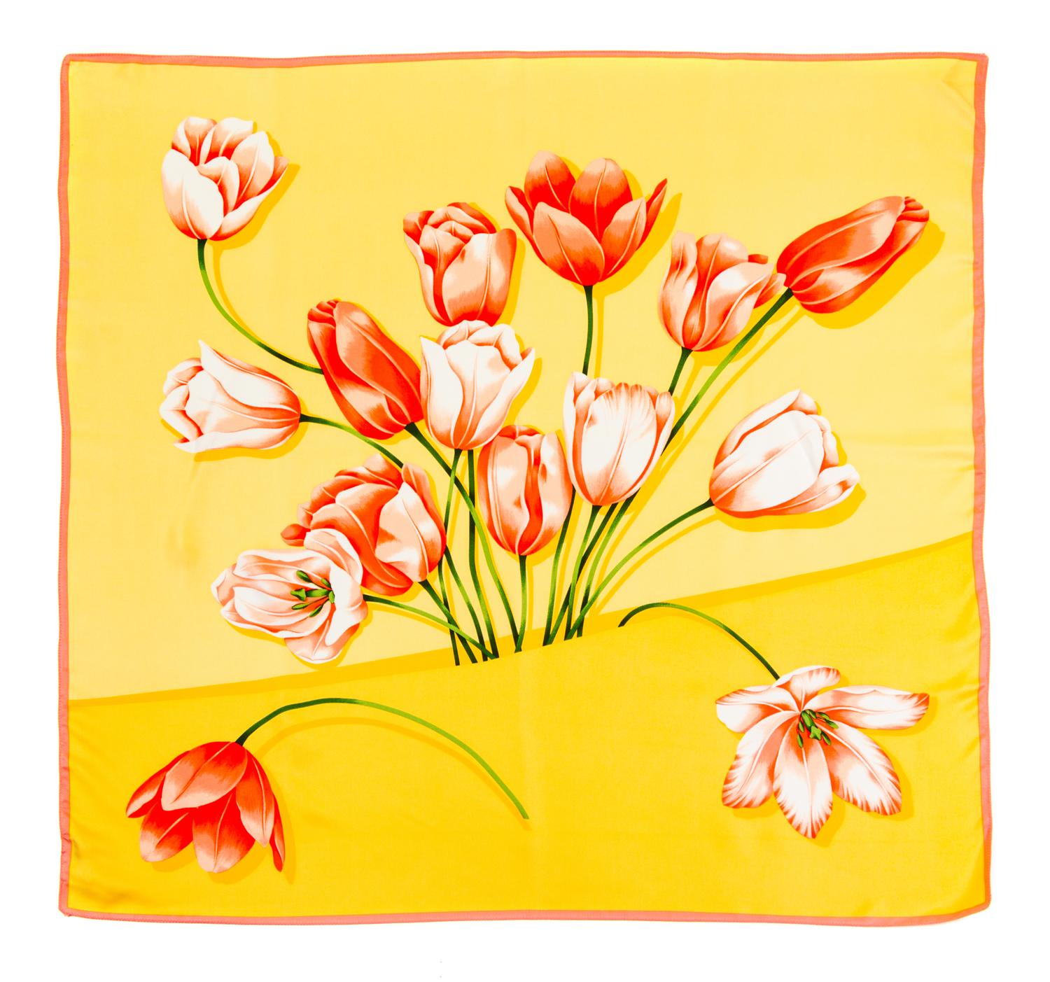 A Lancetti Yellow Silk Scarf, 36" x 36".