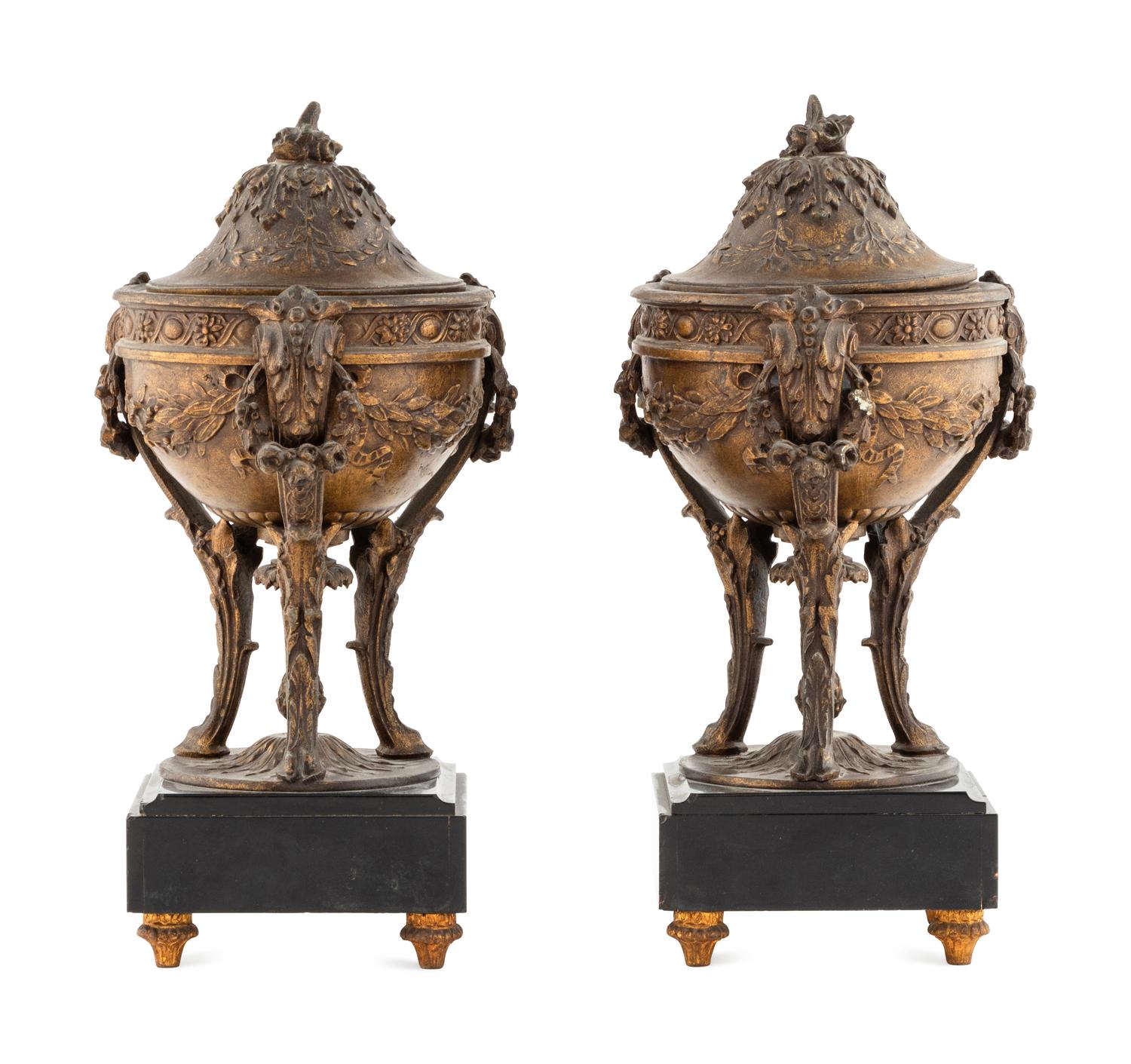A Pair of French Cast Metal Cassolettes