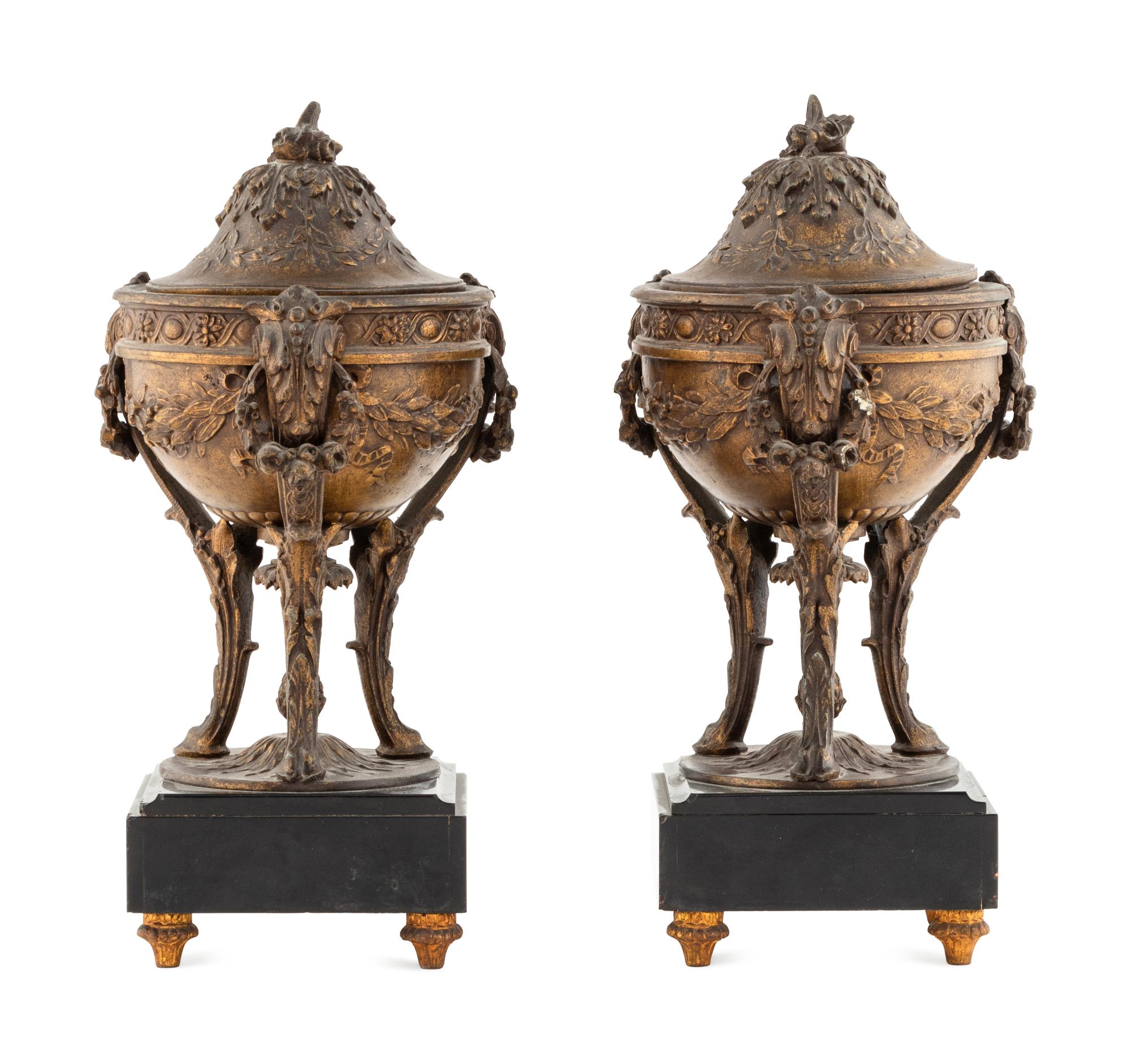 A Pair of French Cast Metal Cassolettes