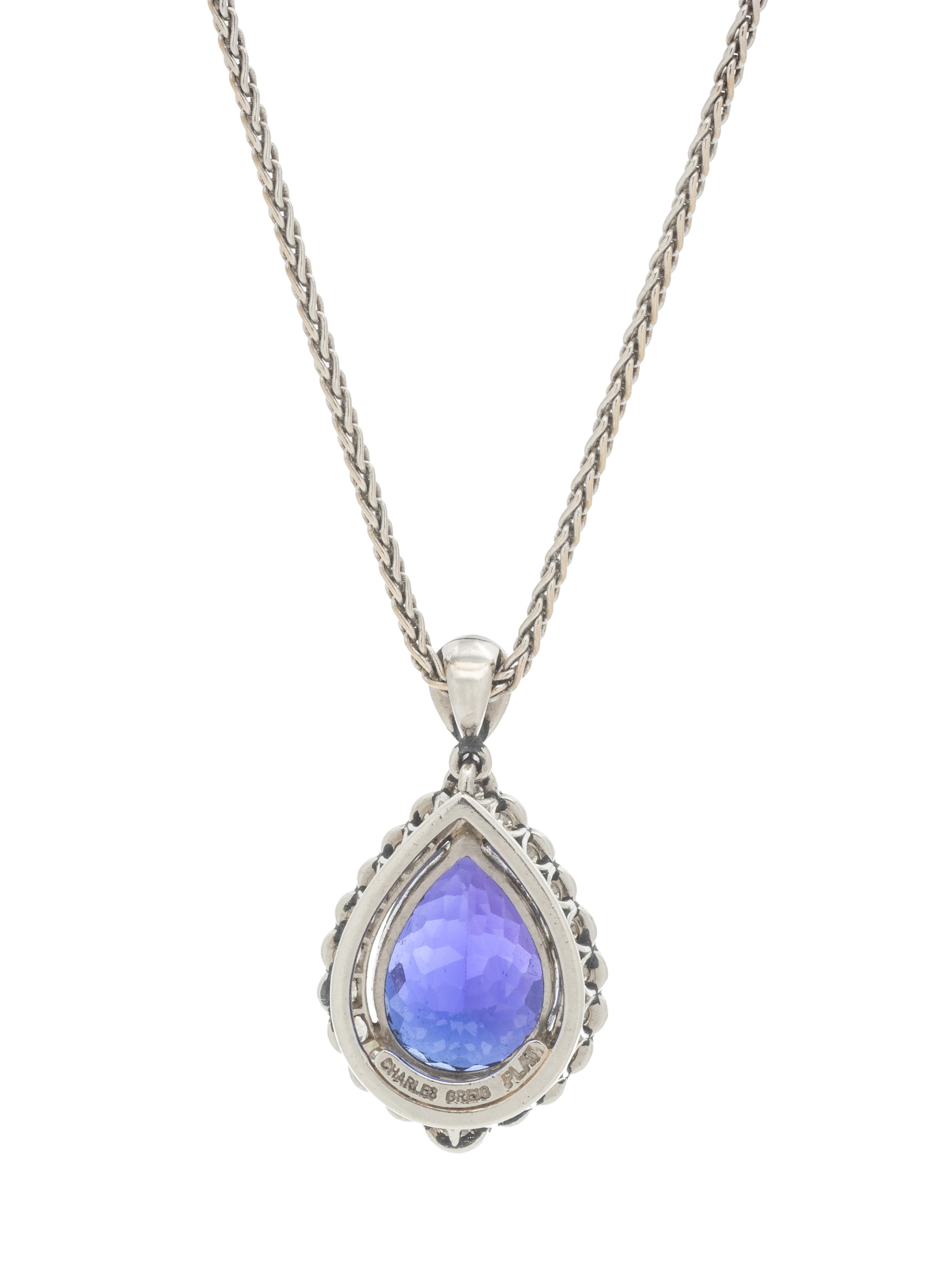TANZANITE AND DIAMOND PENDANT/NECKLACE