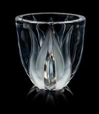 A Lalique Glass Vase Height 4 1/2 inches.