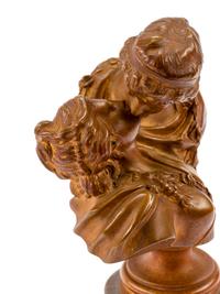 A French Gilt Bronze and Marble Bust of Lovers After Jean-Antoine Houdon