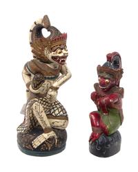 Two Balinese Carved and Painted Wood Figures Height of taller 15 3/4 inches. — 20TH CENTURY