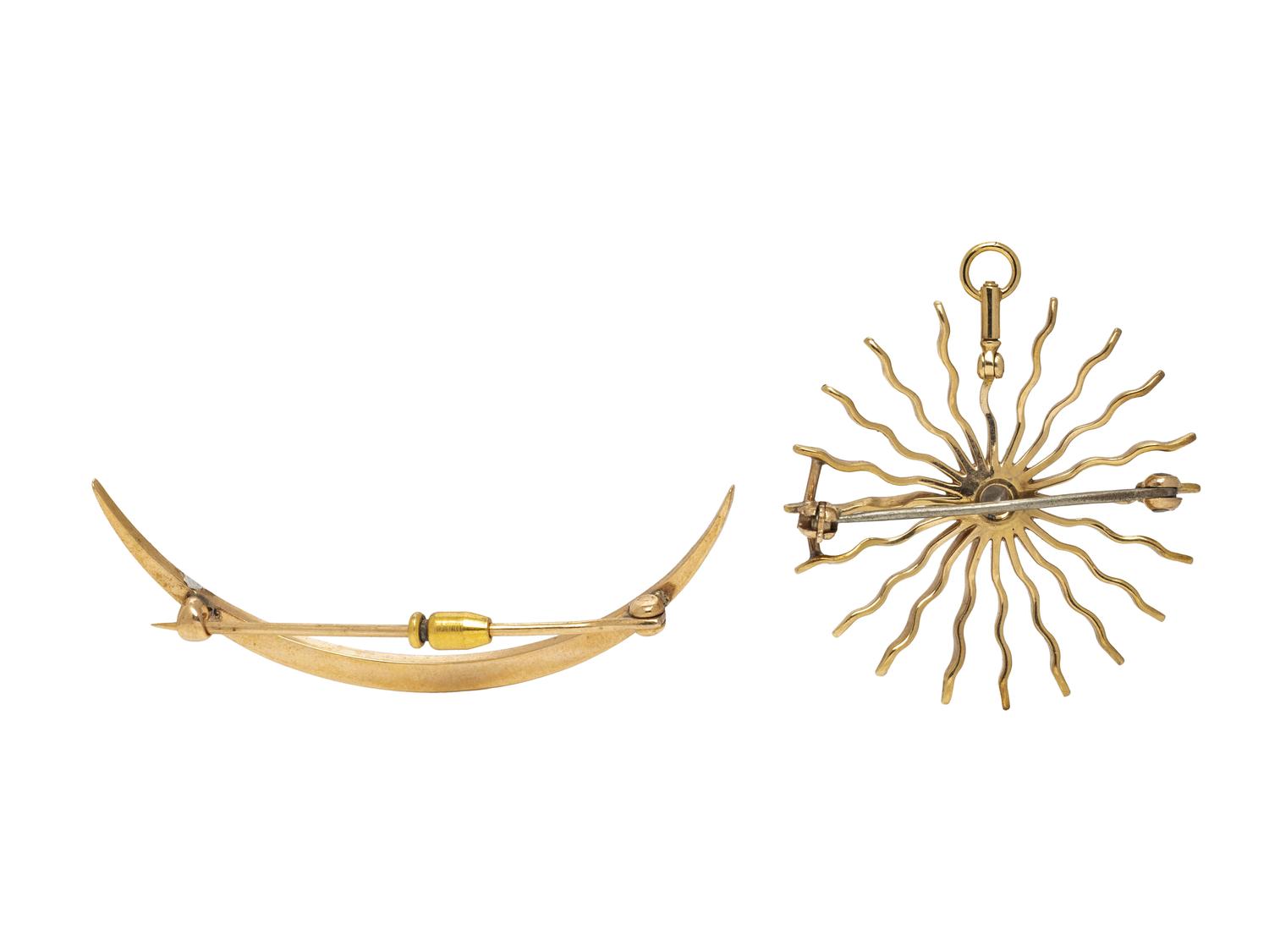 YELLOW GOLD CELESTIAL BROOCHES