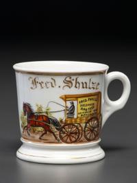 A Birdseed Salesman's Porcelain Occupational Shaving Mug Belonging to Fred Shulze