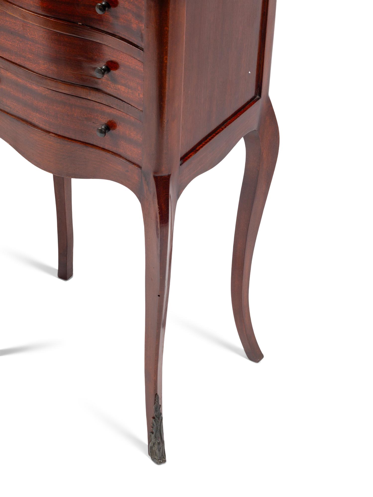 A Pair of Louis XV Style Mahogany Marble-Top Side Tables