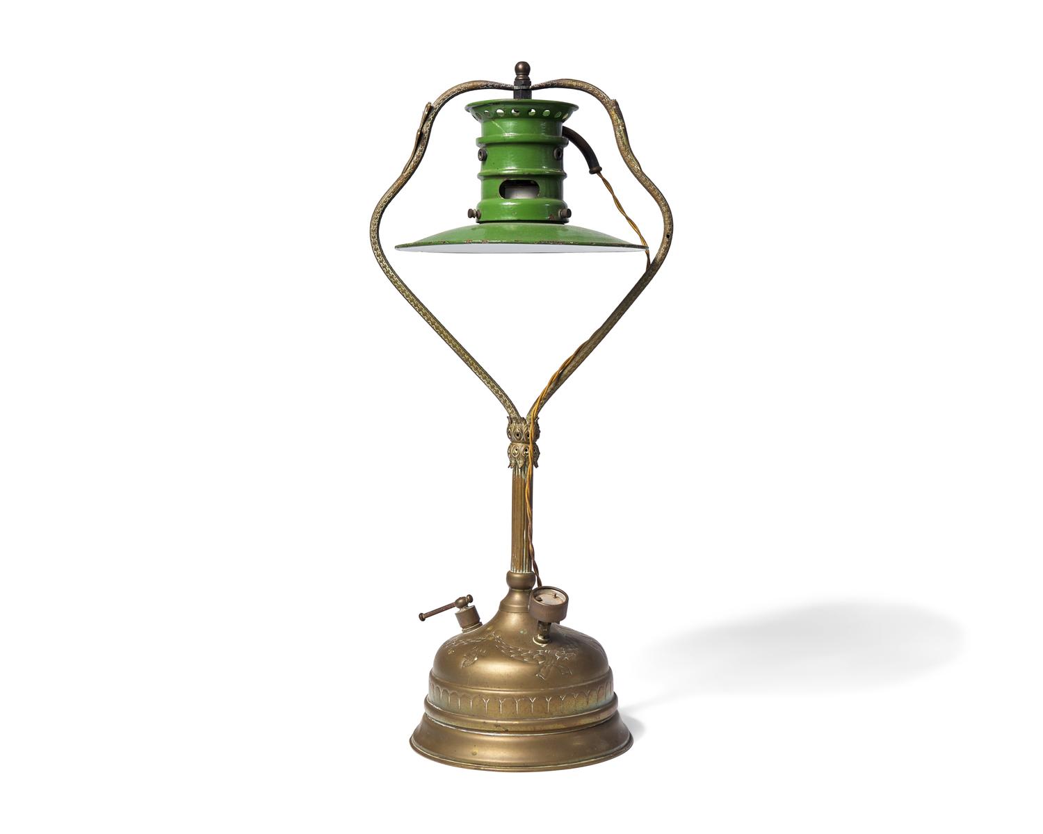A French Brass Kerosene Pressure Lamp