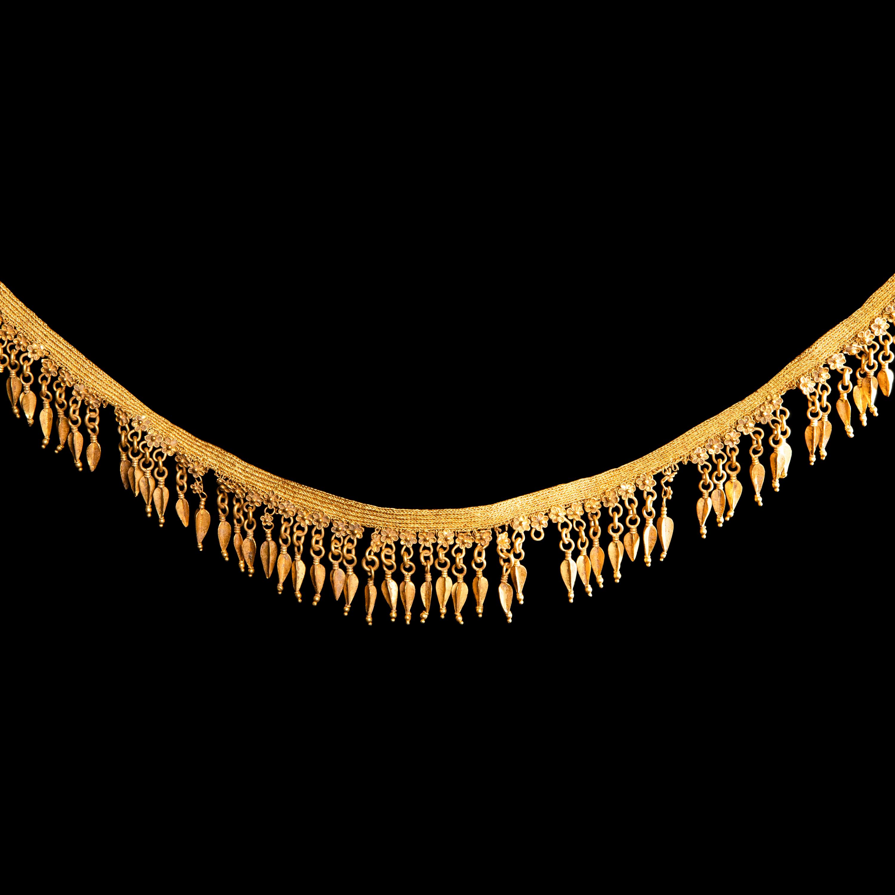 A Greek Gold Strap Necklace