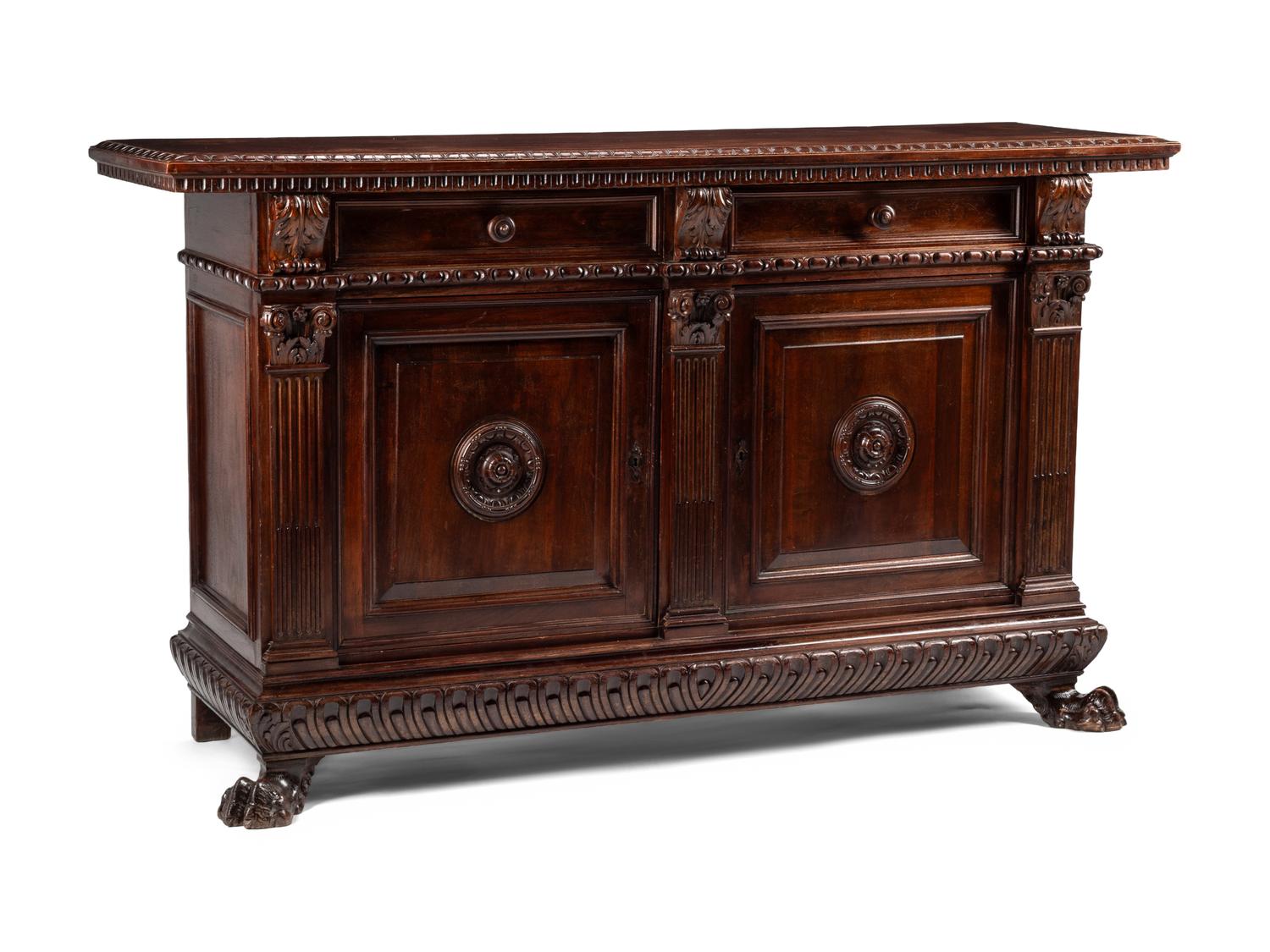 An Italian Baroque Style Walnut Console Cabinet