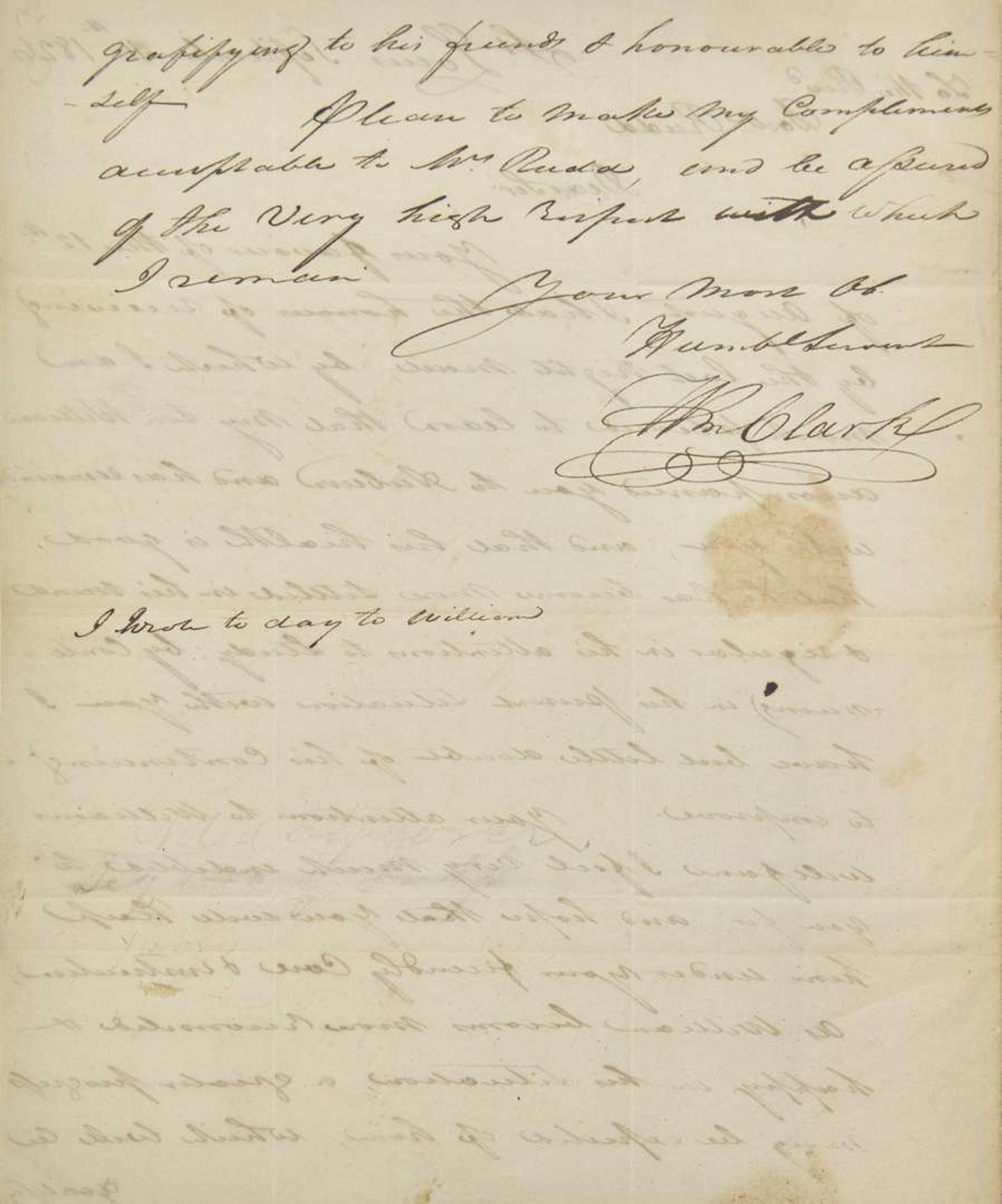 [Americana] Clark, William: Autograph Letter, signed
