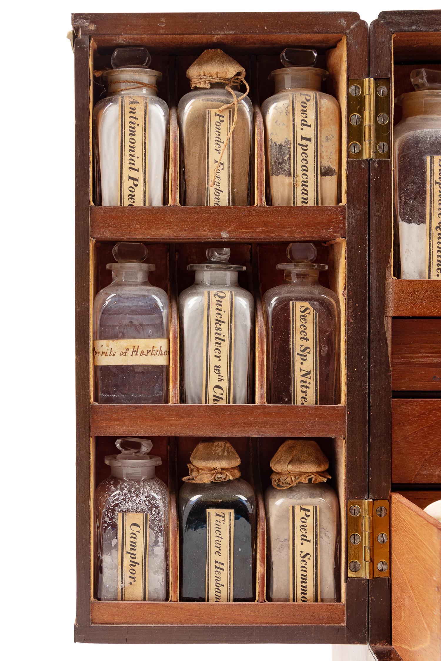 A Regency Figured Mahogany Travelling Apothecary Chest