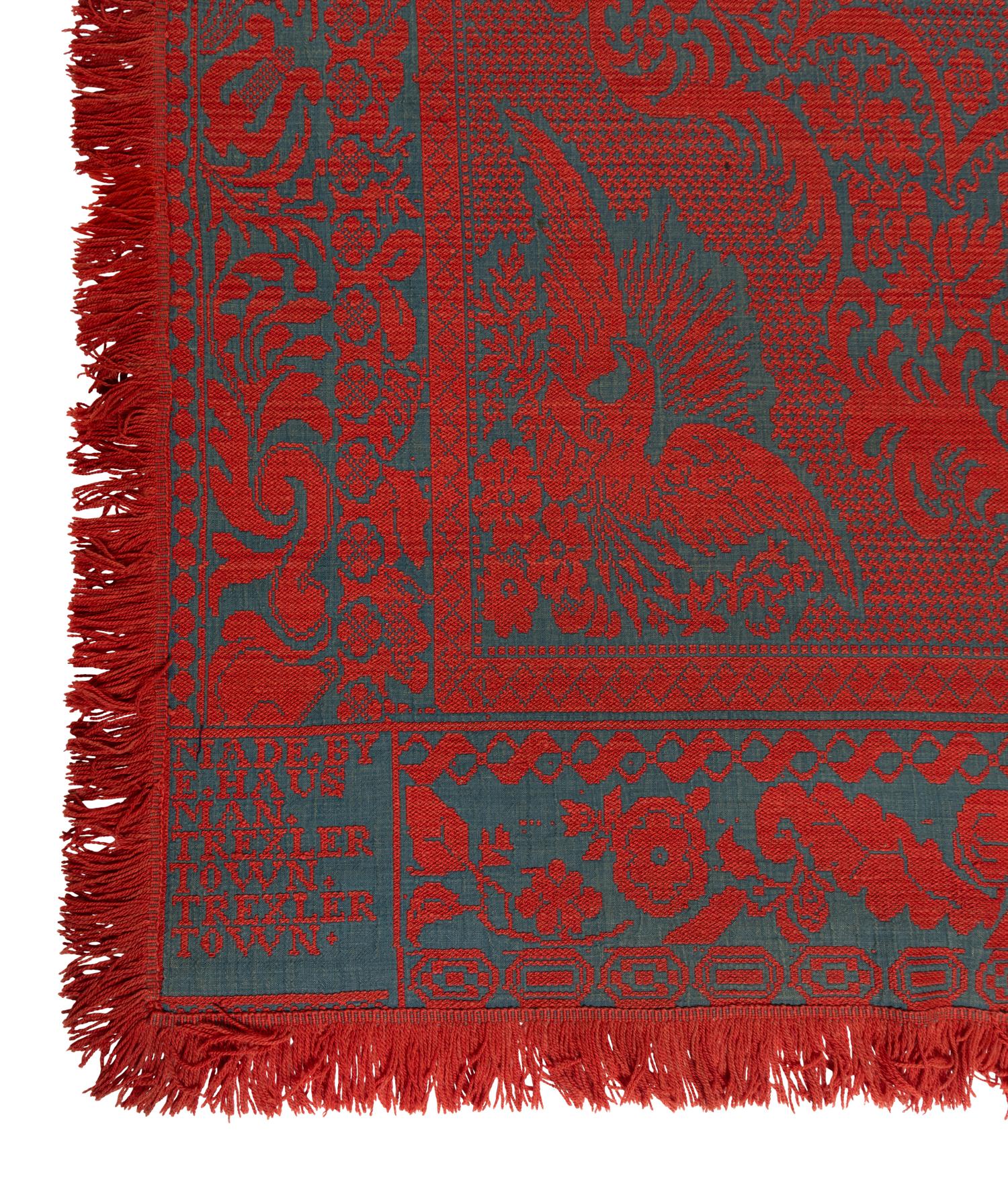A Cotton and Wool Jacquard Coverlet by Ephraim Hausman
