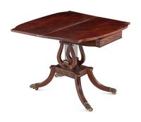 A Classical Gilt Metal Mounted Mahogany Flip-Top Table