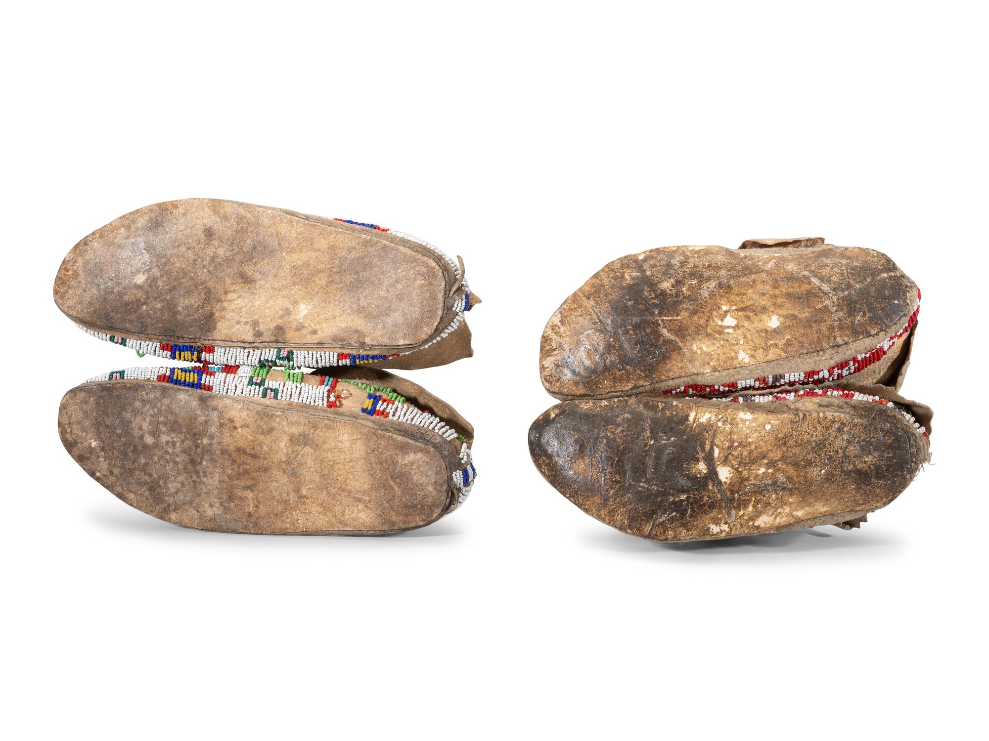 Sioux and Cheyenne Beaded Hide Moccasins