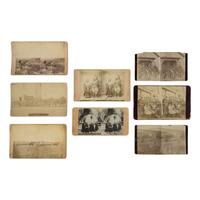 Cross, W.R. (1839-1907). A group of 8 stereoviews of the Dakota Territory including Indian School students and police.