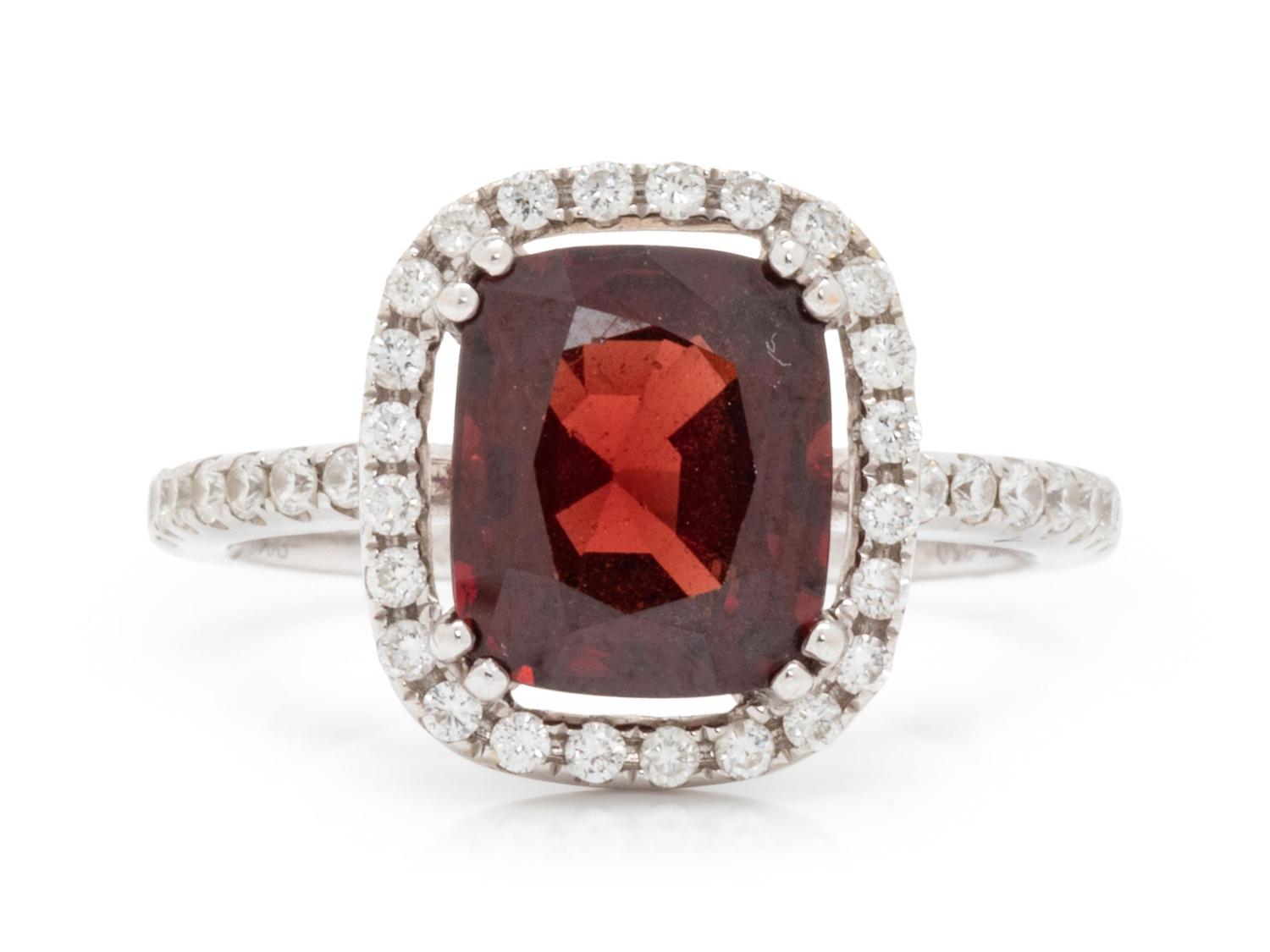 An 18 Karat White Gold, Burmese Spinel and Diamond Ring,