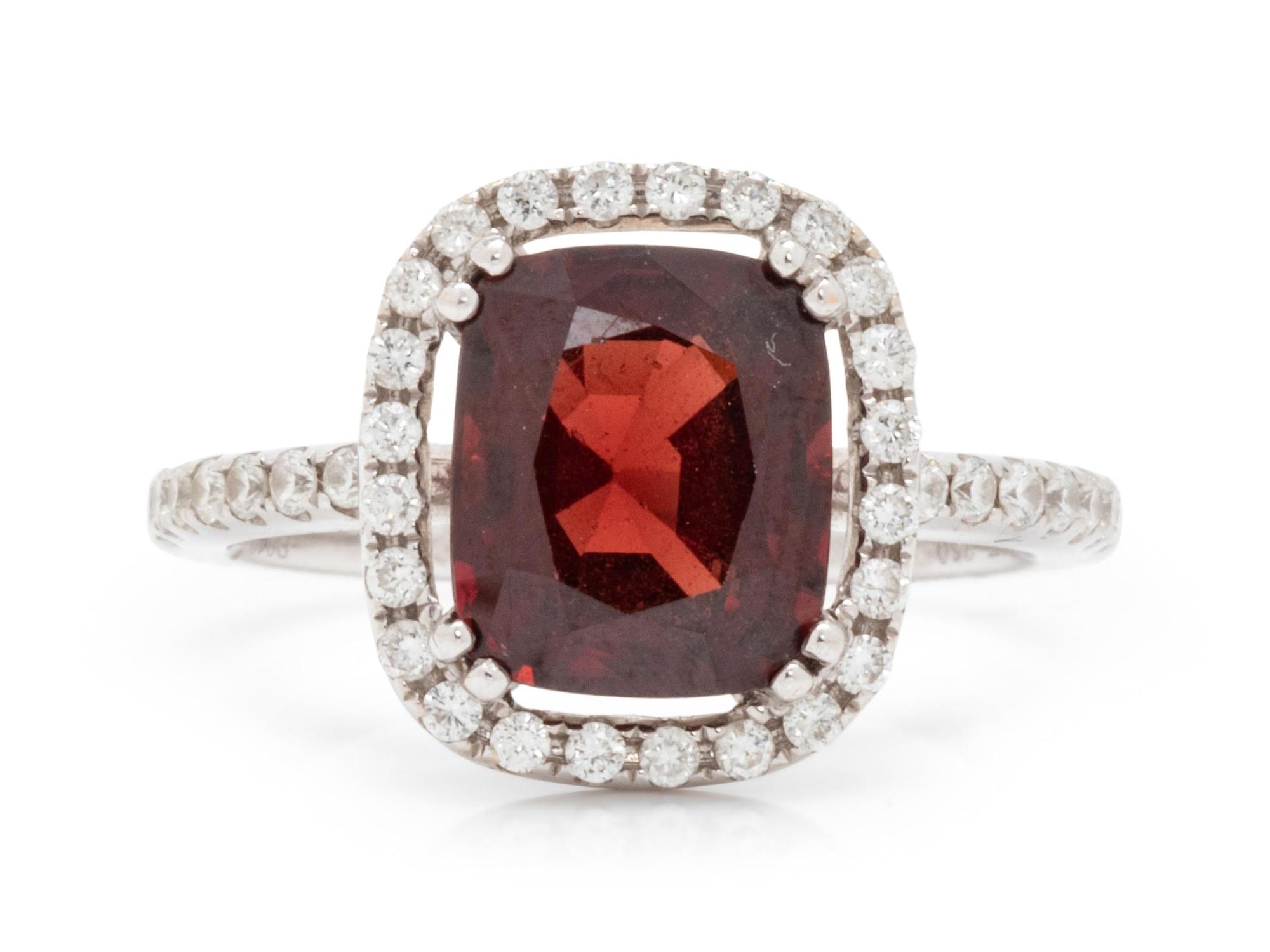 An 18 Karat White Gold, Burmese Spinel and Diamond Ring,