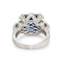 SAPPHIRE, DIAMOND, AND WHITE GOLD RING