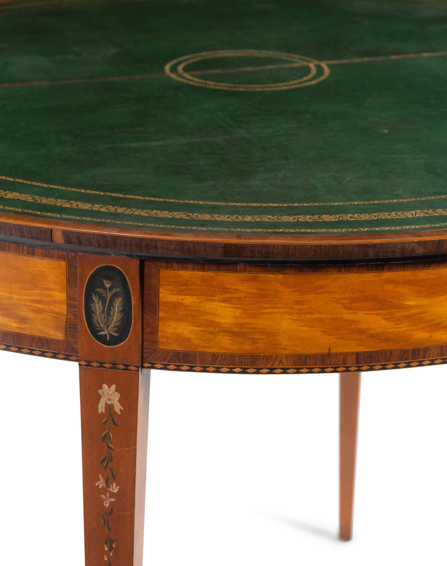 An Edwardian Painted Satinwood Flip-Top Game Table