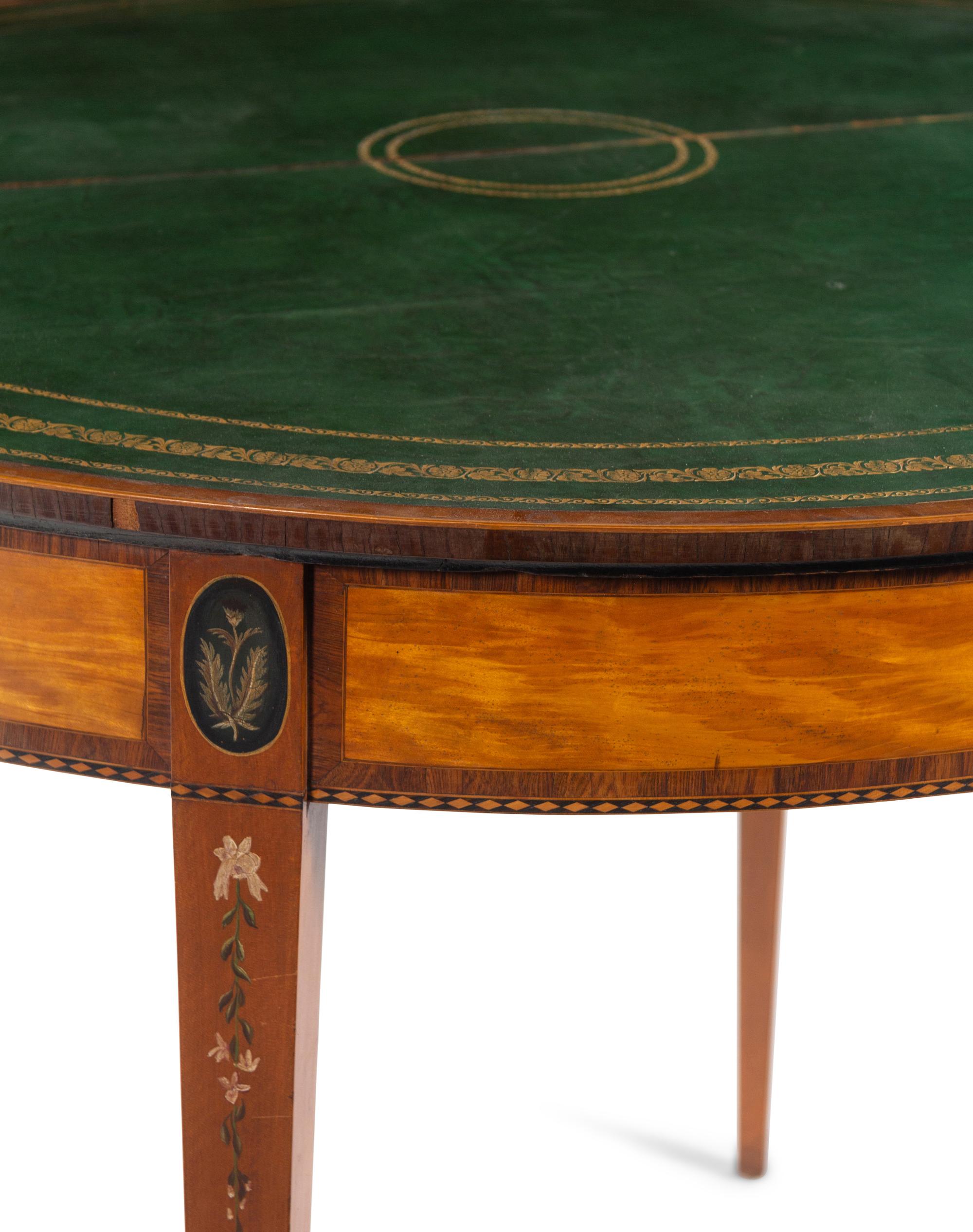 An Edwardian Painted Satinwood Flip-Top Game Table