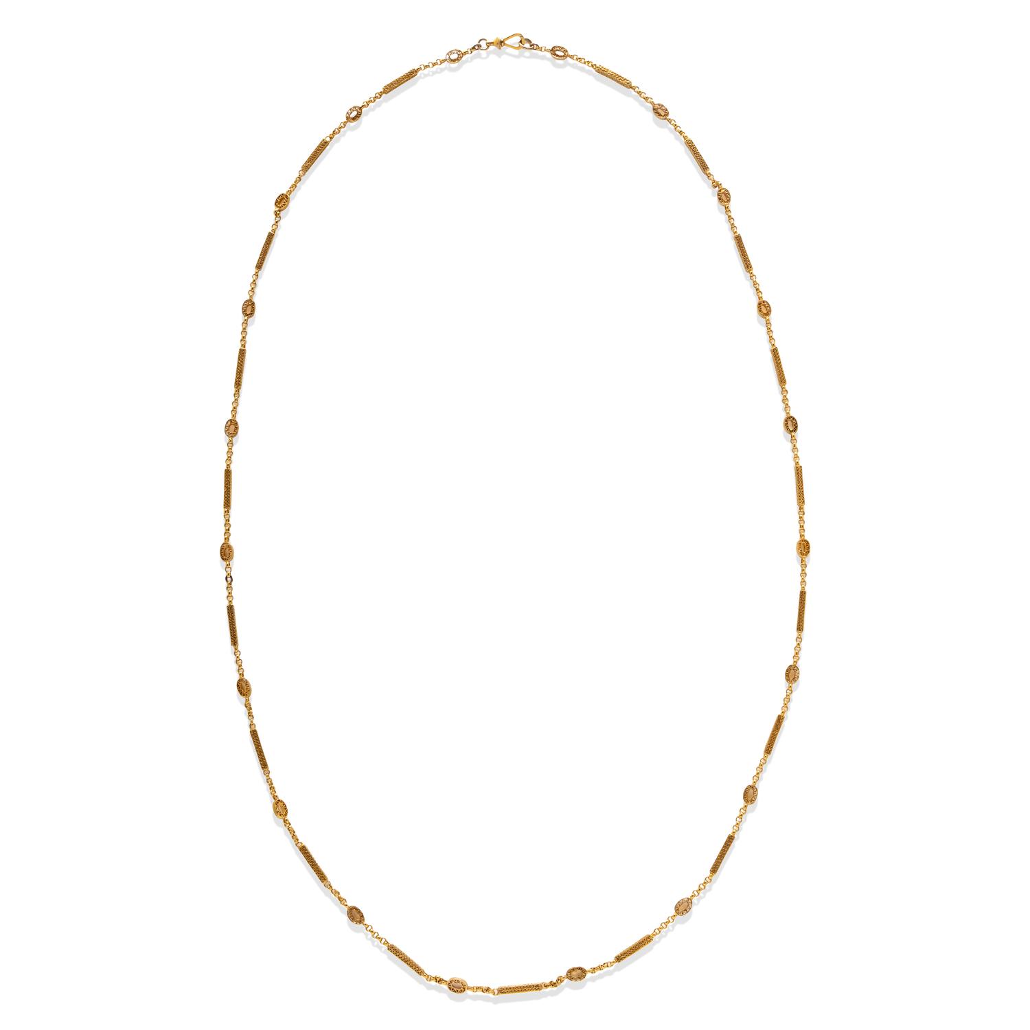ANTIQUE, YELLOW GOLD FANCY LINK NECKLACE
