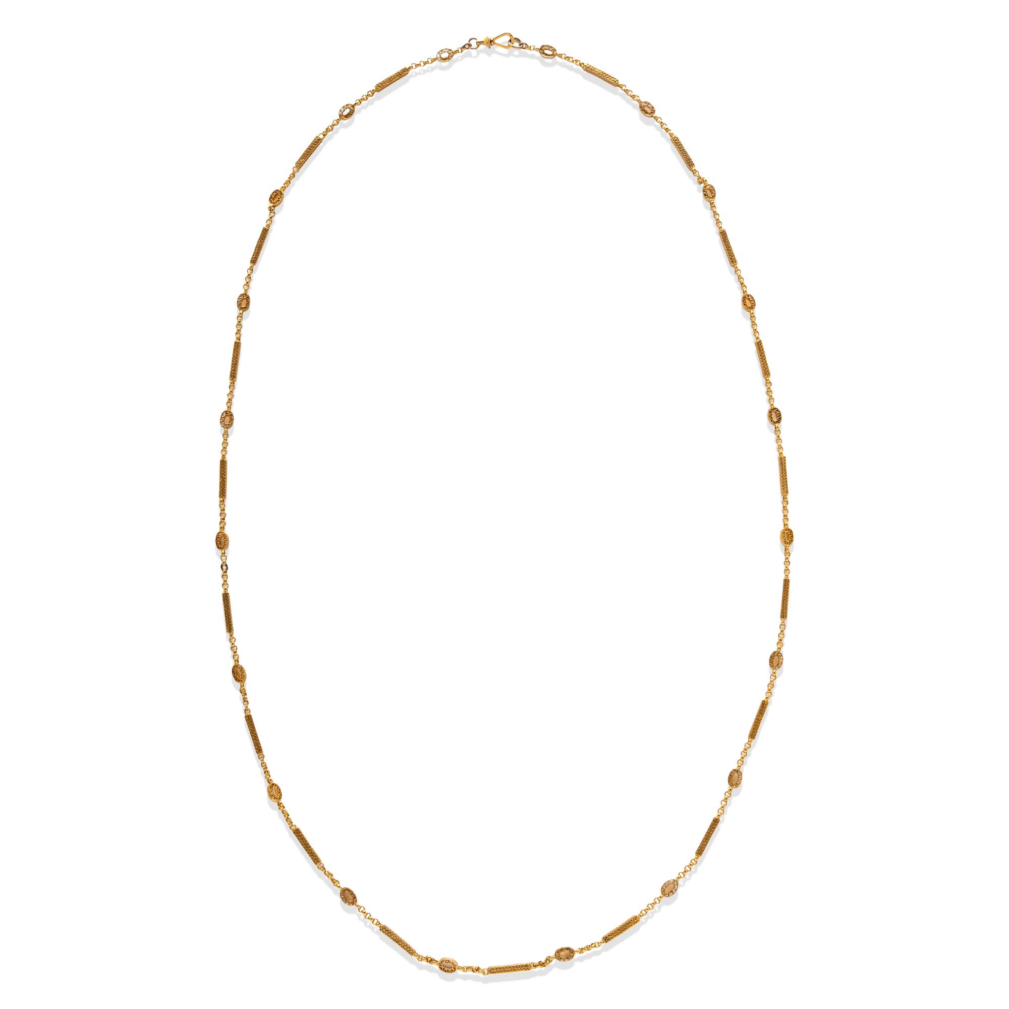 ANTIQUE, YELLOW GOLD FANCY LINK NECKLACE