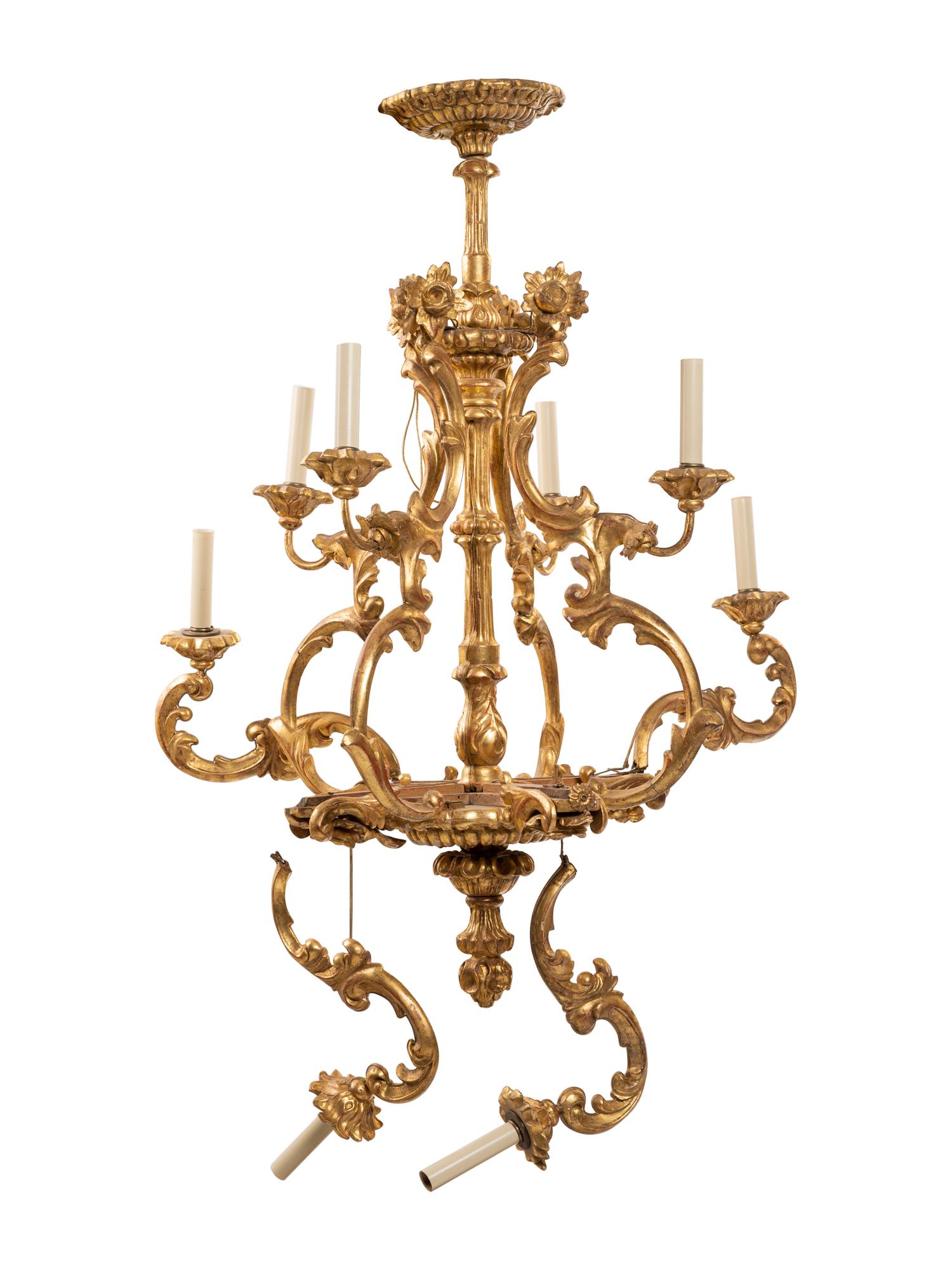 An Austrian Giltwood Eight-Light Chandelier