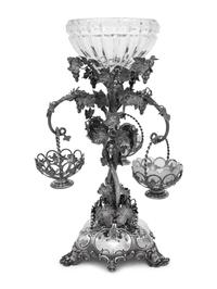A Victorian Silver and Cut-Glass Epergne
