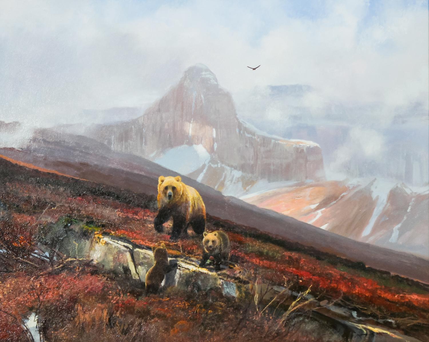 Michael B. Coleman, (American, b. 1946), Grizzly with Cubs