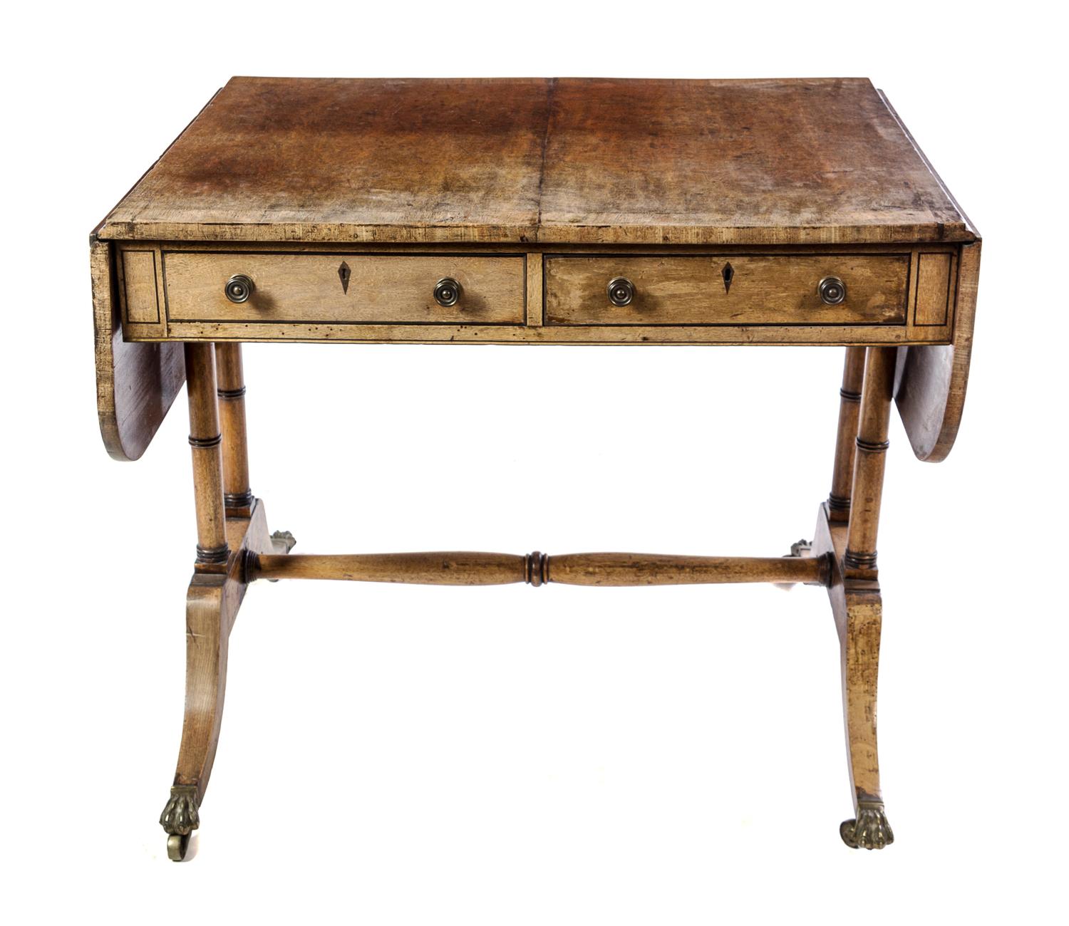 A Regency Mahogany Sofa Table Height 28 1/4 x width 34 x depth 27 inches. — 19TH CENTURY