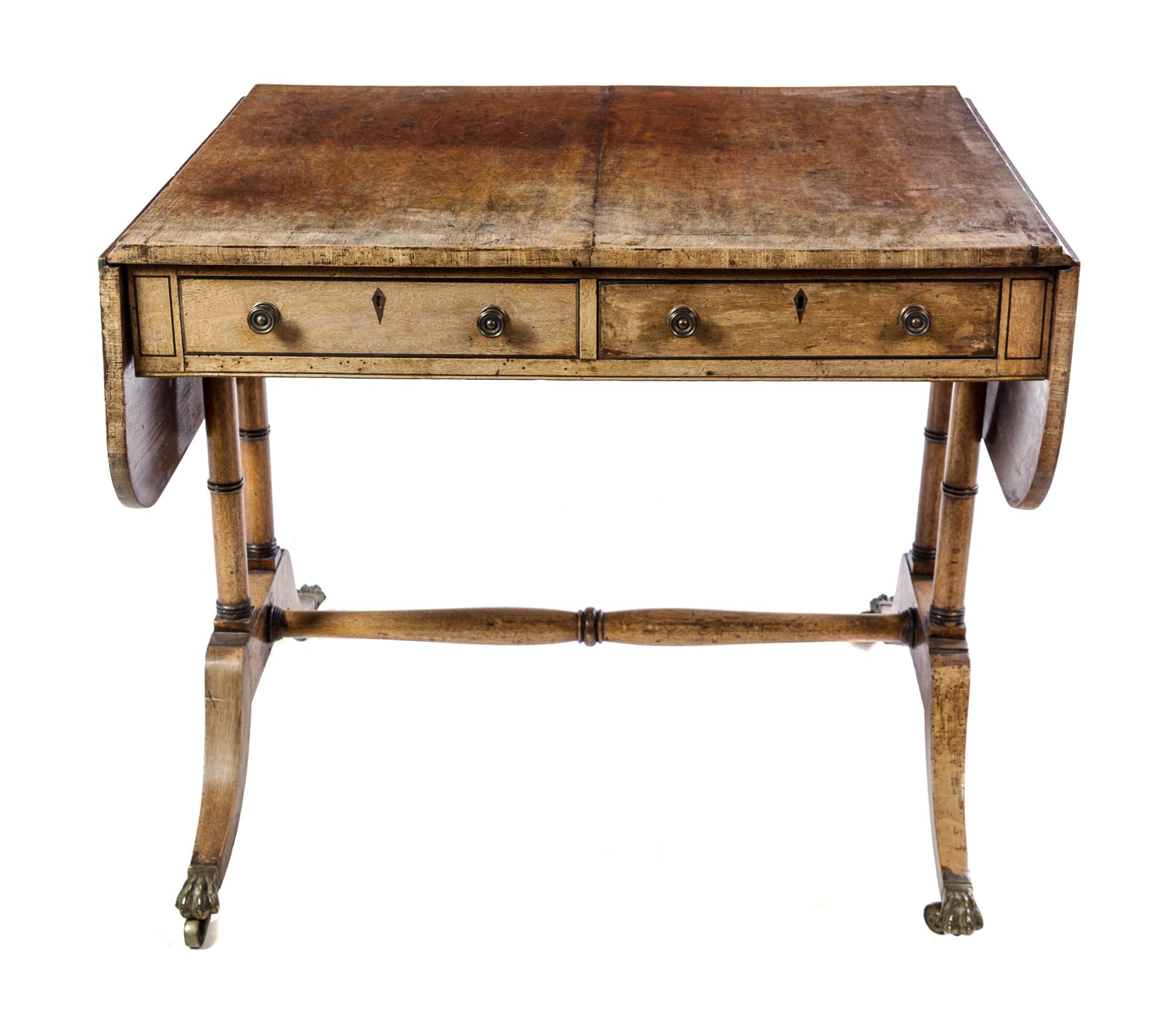 A Regency Mahogany Sofa Table Height 28 1/4 x width 34 x depth 27 inches. — 19TH CENTURY