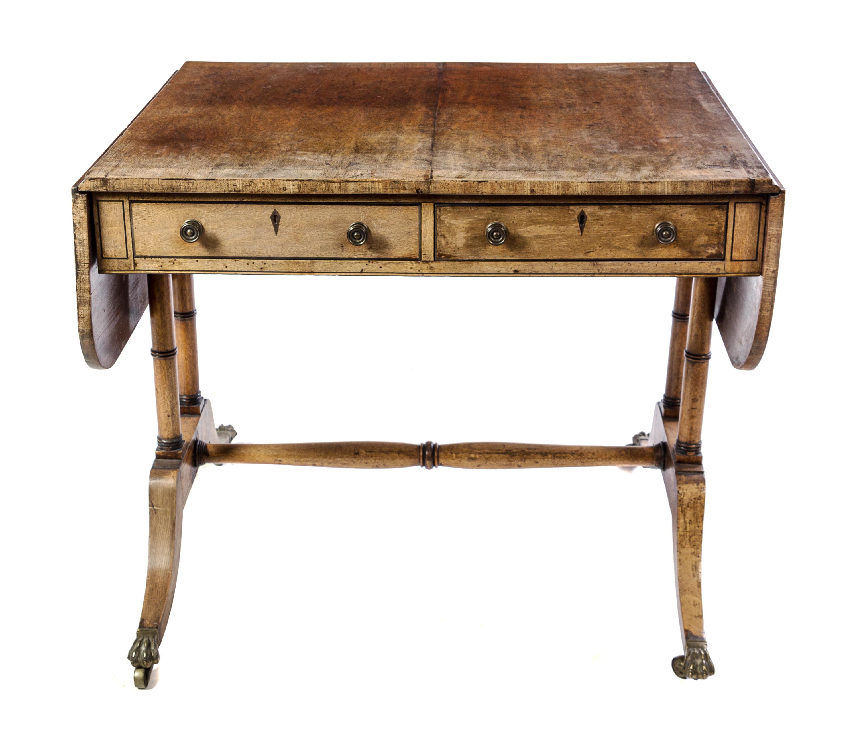 A Regency Mahogany Sofa Table Height 28 1/4 x width 34 x depth 27 inches. — 19TH CENTURY