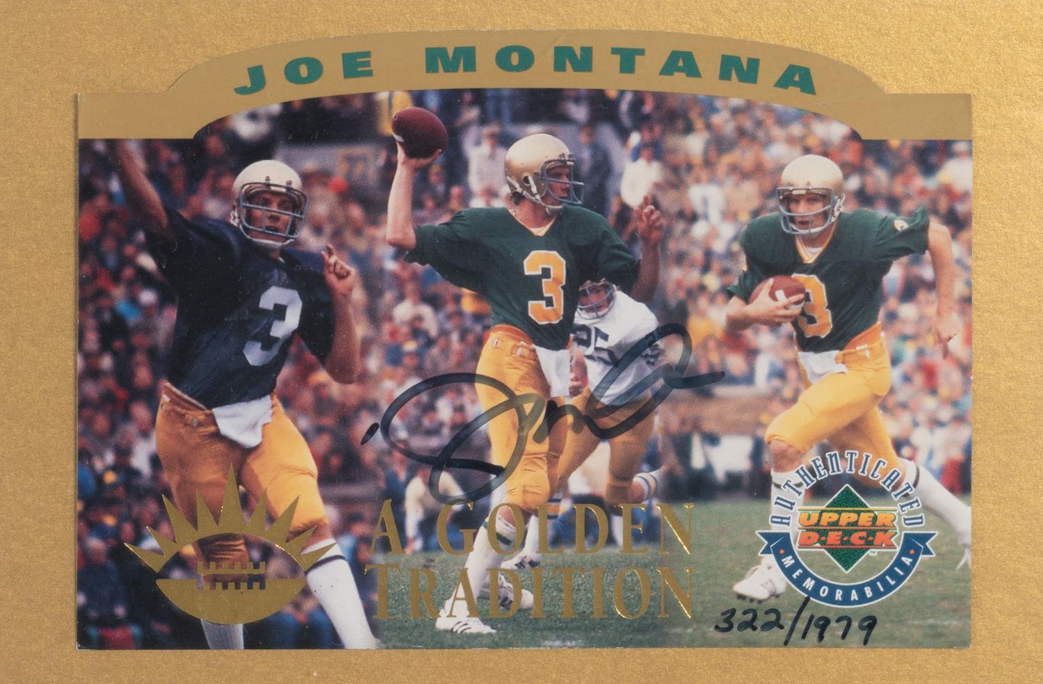 A Group of Football Hall of Fame Signed Autograph Items Including Joe Montana and Brian Urlacher,