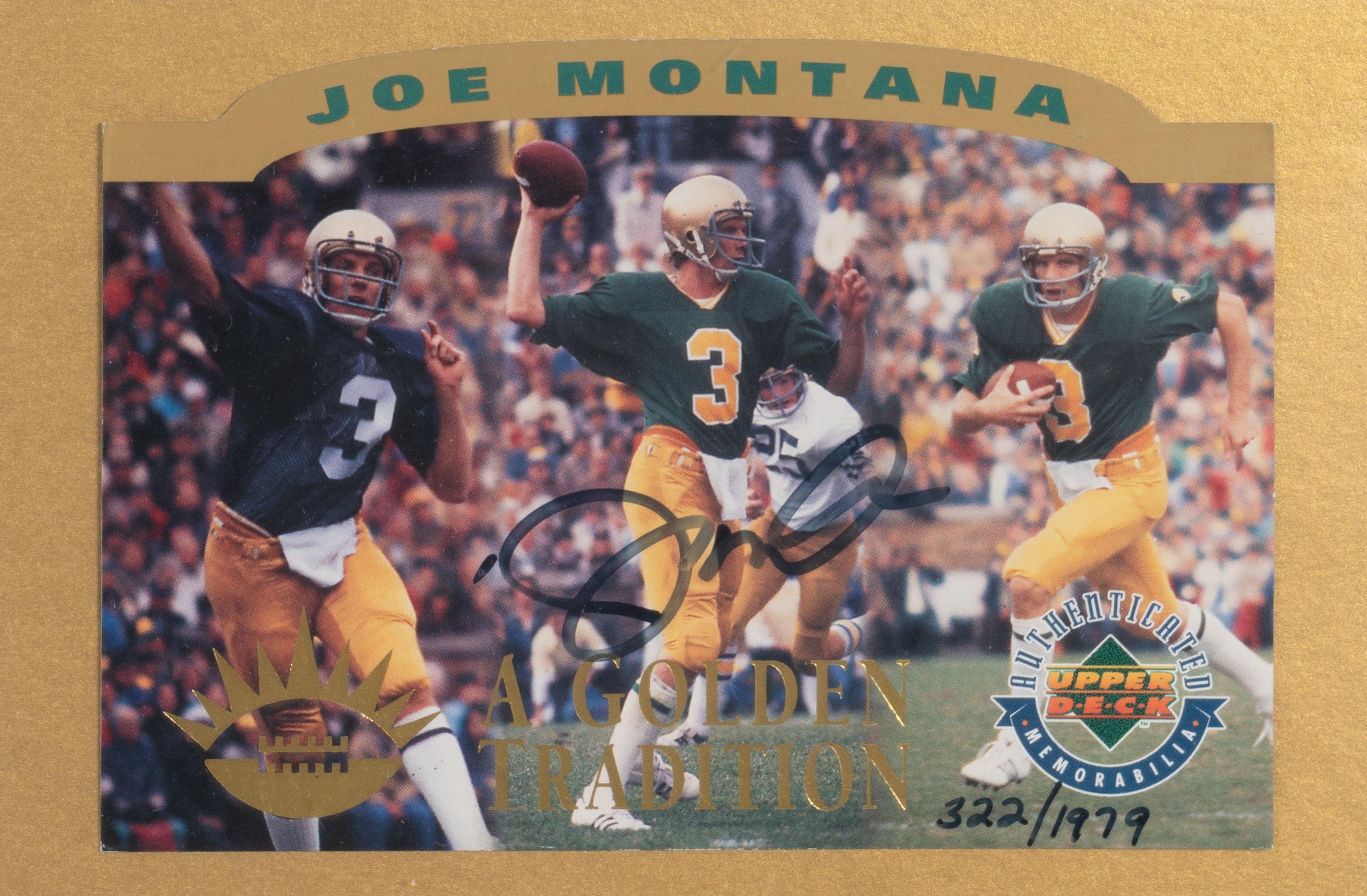 A Group of Football Hall of Fame Signed Autograph Items Including Joe Montana and Brian Urlacher,