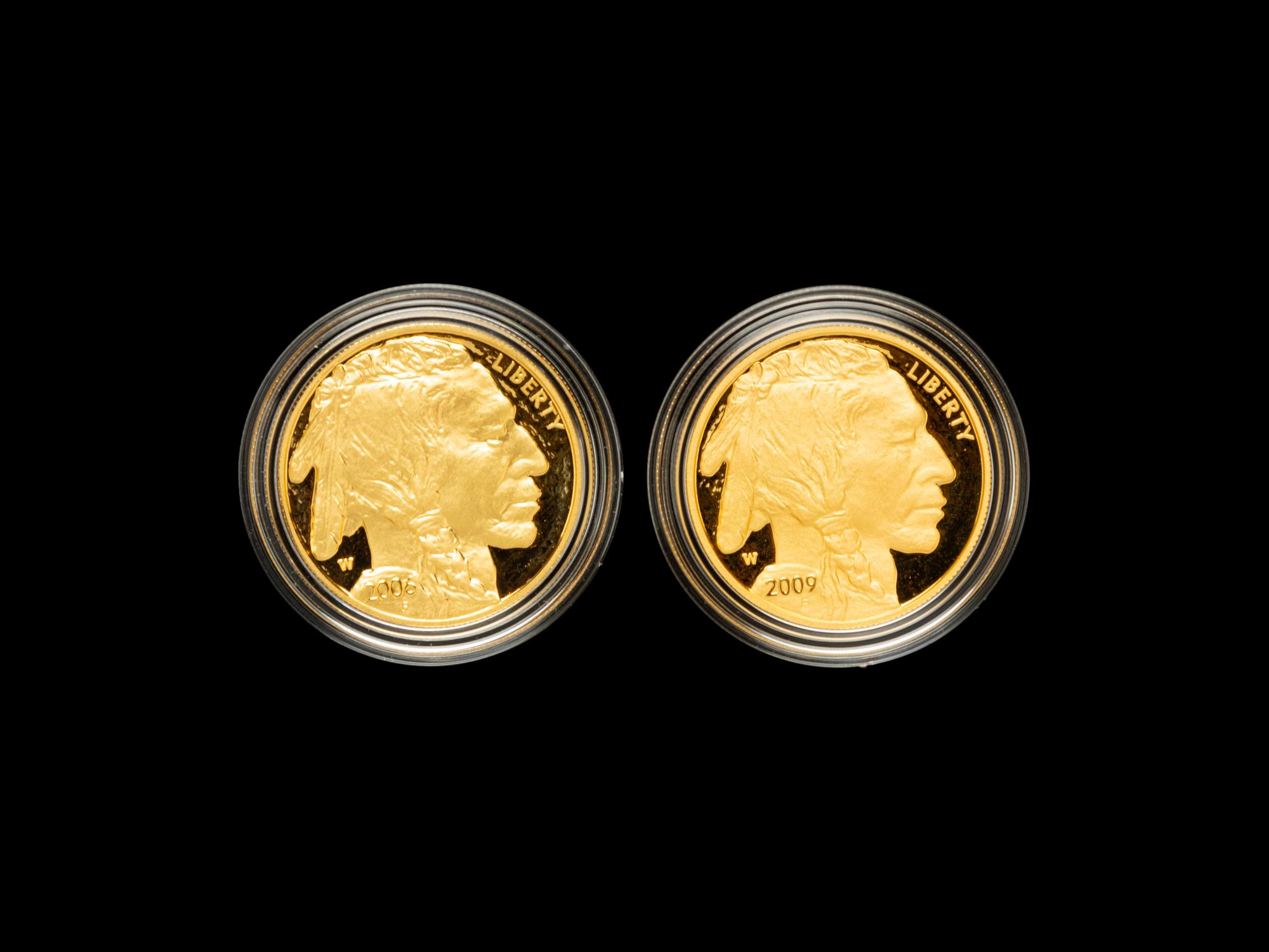 Two Gold Buffalo $50 1 oz. Gold Proof Coins