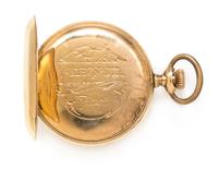 A Gold Filled Jump Hour Retrograde Open Face Pocket Watch, Modernista, 56.50 dwts.