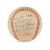 A 1957 Cincinnati Reds Team Signed Autograph Baseball Including Early Career Frank Robinson Signature