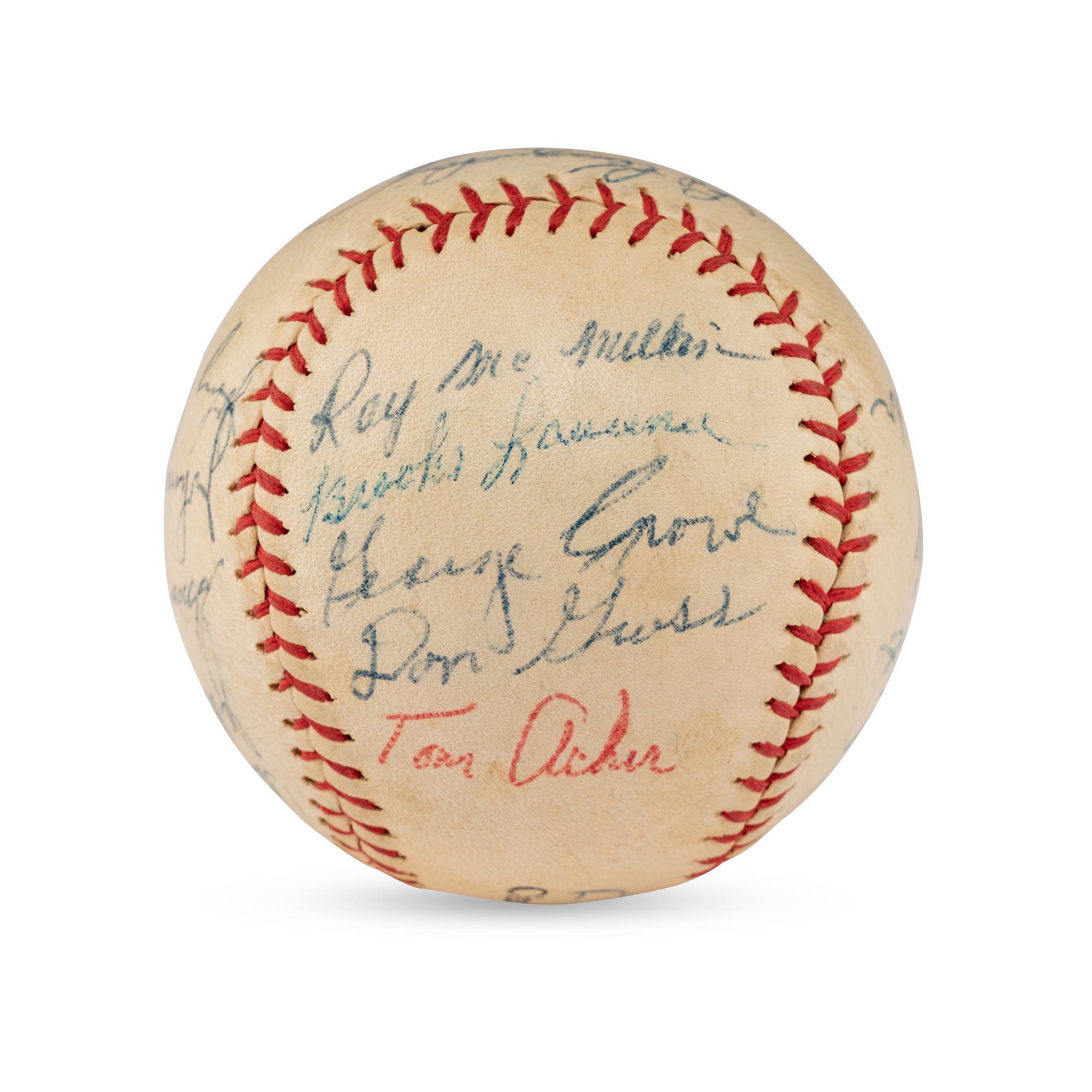 A 1957 Cincinnati Reds Team Signed Autograph Baseball Including Early Career Frank Robinson Signature
