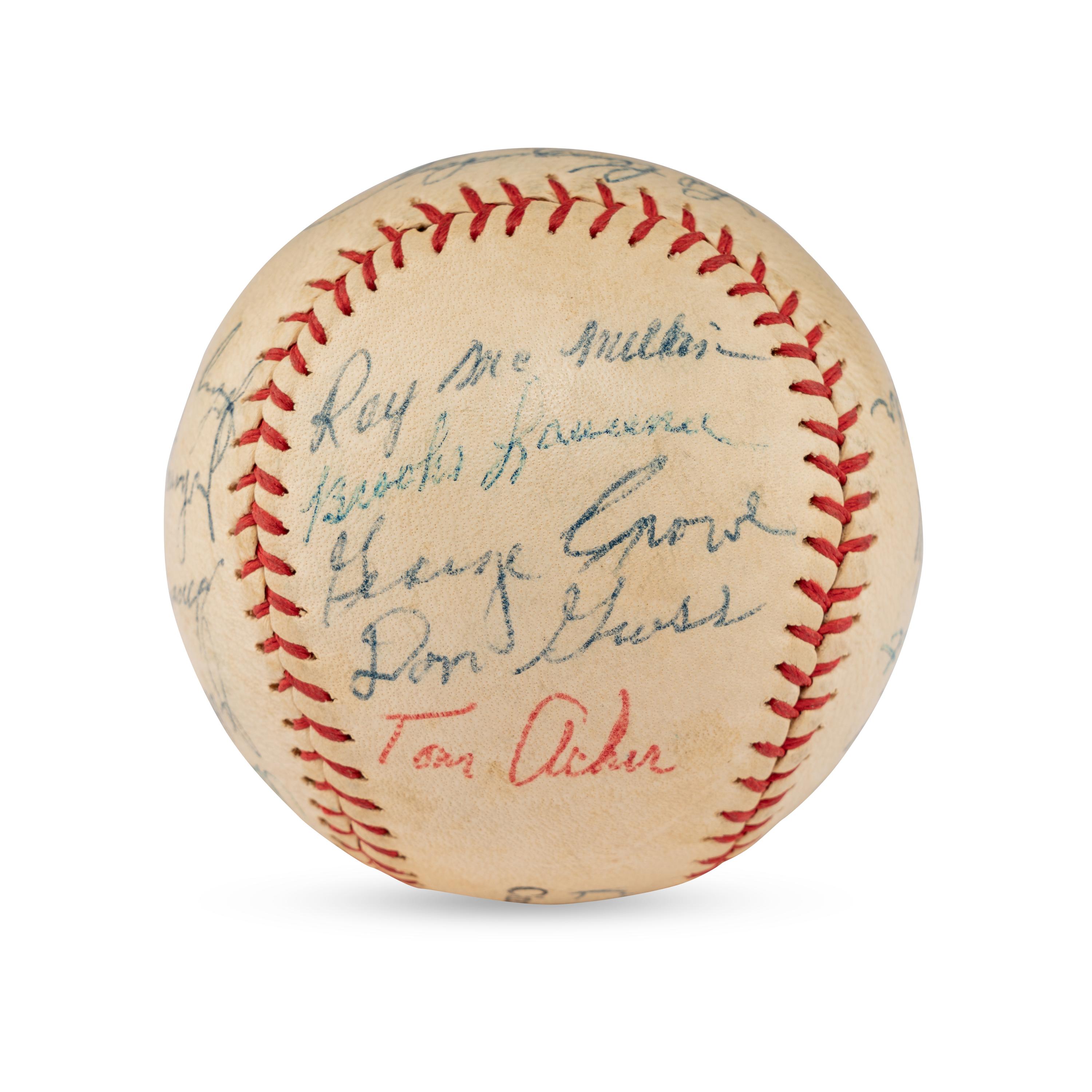 A 1957 Cincinnati Reds Team Signed Autograph Baseball Including Early Career Frank Robinson Signature