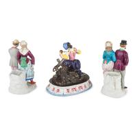 Six Continental Porcelain Figures with Polychrome Enamel Decoration