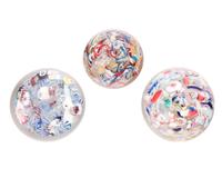 Three End-of-Day Scrambled Cane Glass Paperweights