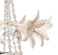 A Pair of Painted Metal and Cut Glass Eight-Light Chandeliers