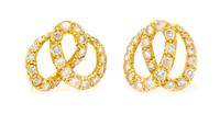 A Pair of 18 Karat Yellow Gold and Diamond Earclips, Jose Hess, 5.60 dwts.