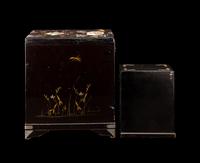 Two Inlaid Black Lacquer Table Chests