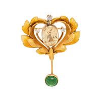 ART NOUVEAU, ENAMEL, GEMSTONE AND DIAMOND BROOCH