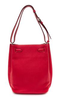 An Hermes Rouge Casaque Taurillon Clemence 22cm So-Kelly Handbag, 9" x 11" x 4.5".