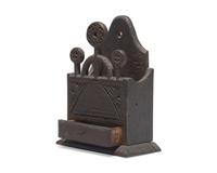 A Rare Painted Lollipop-Lobed Chip-Carved Poplar and Pine Wall Box